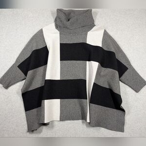 P Luca Women Oversize‎ Small Medium Elegant Sweater Colorblock Turtleneck